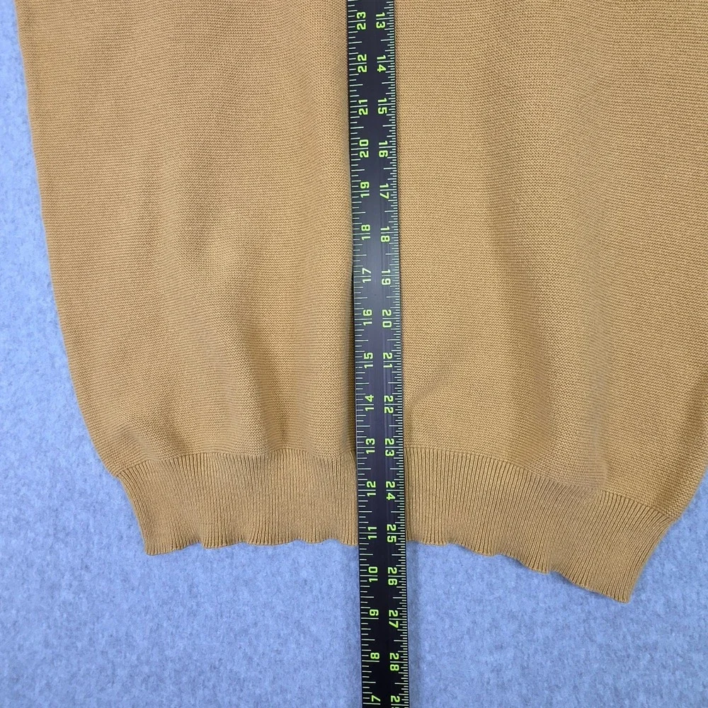 Castro Men's Size M 100% Cotton Textured Knit Crewneck Sweater Mustard Yellow